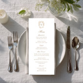 Vintage-Monogramm-Wappen-Hochzeitsempfangs-Menükar Save The Date