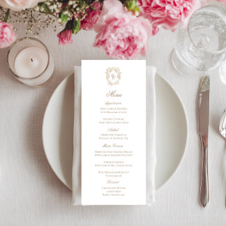 Vintage-Monogramm-Wappen-Hochzeitsempfangs-Menükar Werbekarte