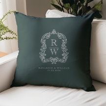 Vintage Monogramm-Wappen Namen Waldgrüne Hochzeit