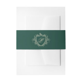 Vintage Monogramm-Wappen Smaragdgrüne Hochzeit Einladungsbanderole