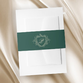Vintage Monogramm-Wappen Smaragdgrüne Hochzeit Einladungsbanderole