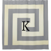 Vintage Monogramme mit griechischem Schlüssel Grau Duschvorhang (Vorderseite)