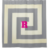 Vintage Monogramme mit griechischem Schlüssel - Ho Duschvorhang (Vorderseite)