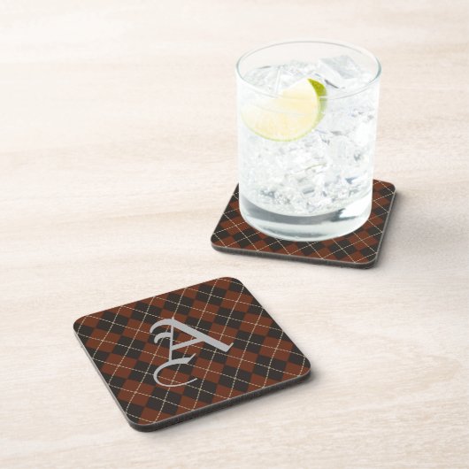  Vintage Monogrammed Argyle Coasters  Getränkeuntersetzer (Rechte Seite)