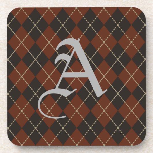  Vintage Monogrammed Argyle Coasters  Getränkeuntersetzer (Vorderseite)