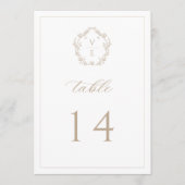 Vintage-Monogrammwappen Beige Hochzeitstischnummer Programm (Vorderseite)