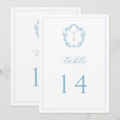 Vintage-Monogrammwappen Hellblau Tischnummer (Vorne/Hinten)