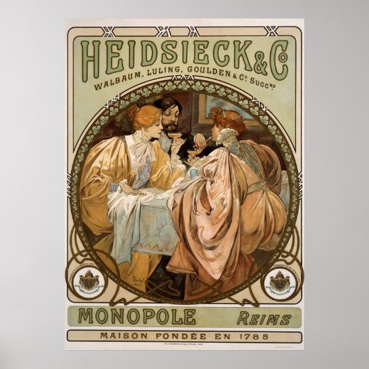 Vintage Monopole, Reims Champagne Werbekunst Poster (Vorne)