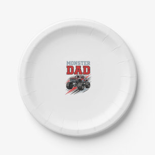 Vintage-Monster-Truck-Shirt-Design für Monster-Dad Pappteller