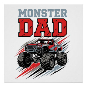 Vintage-Monster-Truck-Shirt-Design für Monster-Dad Poster