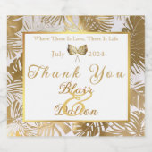 Vintage monstera Gilded Gold Wedding Schaumweinetikett (Einzelnes Label)