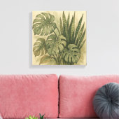 Vintage Monstera und Schlange Pflanze Botanische F Leinwanddruck (Insitu (Wohnzimmer))