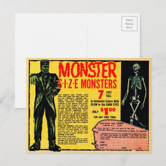 Vintage Monsterwerbung Postkarte (Vorne/Hinten)