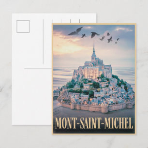 Vintage Mont-Saint-Michel Frankreich Normandie Ges Postkarte