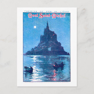 Vintage Mont Saint-Michel Travel Poster Postkarte