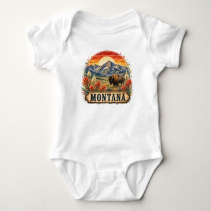Vintage Montana Berge PNG Grafikdesign Baby Strampler