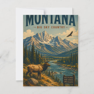 Vintage Montana Big Sky Country Landschaft mit Maj Mitteilungskarte