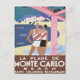 Vintage Monte Carlo Strand Postkarte