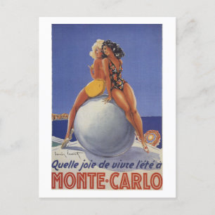 Vintage Monte Carlo Zwei Frauen in Badeanzügen Postkarte