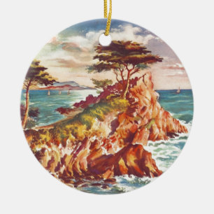 Vintage-Monterey-Küste kalifornischer Tourismus US Keramik Ornament