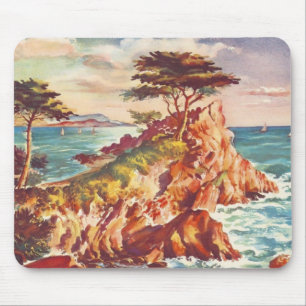 Vintage-Monterey-Küste kalifornischer Tourismus US Mousepad