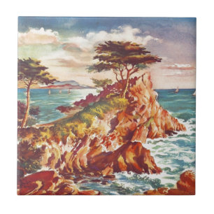 Vintage Monterey Küstenlinie kalifornischer Touris Fliese