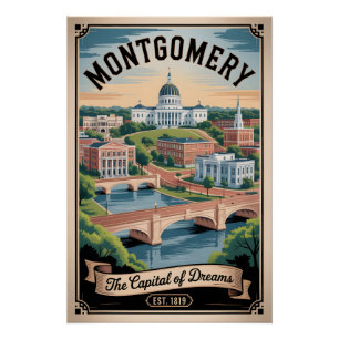 Vintage Montgomery Alabama Retro-Reise Poster