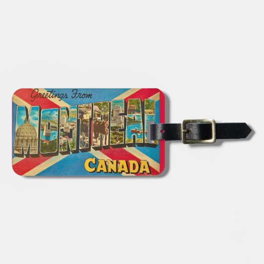 Vintage Montreal Kanada Gepäckanhänger (Vorderseite horizontal)