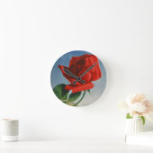 Vintage Montreux Rote Rose Schweiz Genfersee Runde Wanduhr (Zuhause)