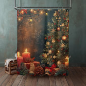 Vintage Moody Weihnachtsbaum & Kerze  Duschvorhang