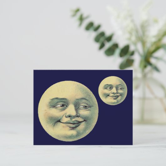 Vintage Moon Postkarte (Stehend Vorderseite)