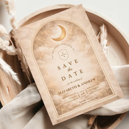 Vintage Moonlight Romance Wedding Save The Date
