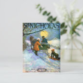 Vintage "MOONLIGHT SLEIGHRIDE" COVERART POSTCARD Postkarte (Stehend Vorderseite)