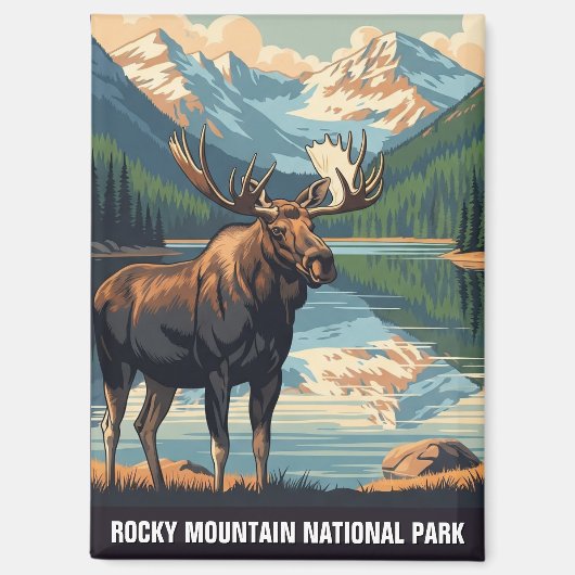 Vintage Moose at Rocky Mountain National Park Magnet (Vorderseite)