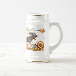 Vintage-Moose-Illustration Stein Bierglas