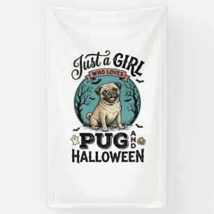 Vintage-Mops-Halloween-Mädchen-Hunde-Liebhaber-Shi Banner
