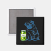 Vintage-Mops-Hund-Ckle-Glas Magnet (Vorderseite/Rückseite)