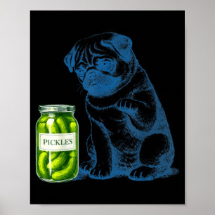 Vintage-Mops-Hund-Ckle-Glas Poster