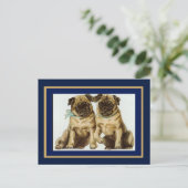 Vintage Mops Hunde Postkarte (Stehend Vorderseite)
