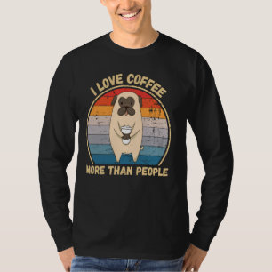 Vintage Mops I Love Kaffee mehr als Menschen Kaffe T-Shirt