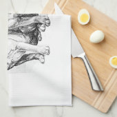 Vintage Mops-Illustration Küchentuch (Viertel Falte)