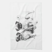 Vintage Mops-Illustration Küchentuch (Vertikal)