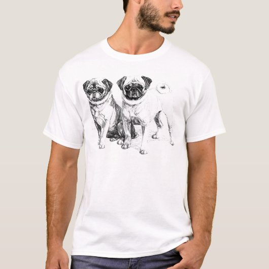 Vintage Mops-Illustration T-Shirt (Vorderseite)
