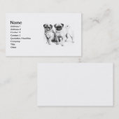 Vintage Mops-Illustration Visitenkarte (Vorne/Hinten)