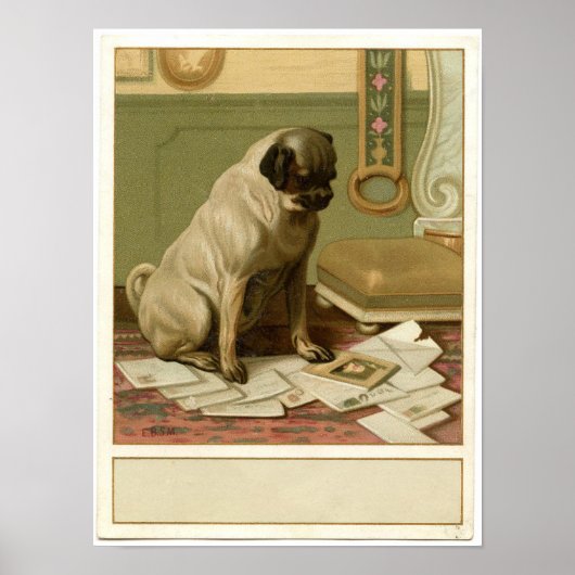 Vintage-Mops-Plakat Poster (Vorne)