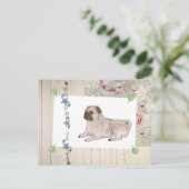 Vintage Mops Postkarte (Stehend Vorderseite)