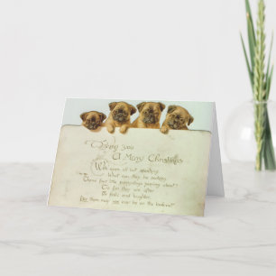 Vintage - Mops-Puppies wünschen ein frohes Weihnac Feiertagskarte