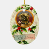 Vintage Mops-Weihnachtsverzierung Keramik Ornament (Vorne)