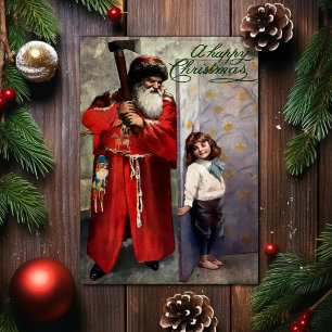 Vintage Mord-Weihnachtsmann-Weihnachtskarte Feiertagskarte