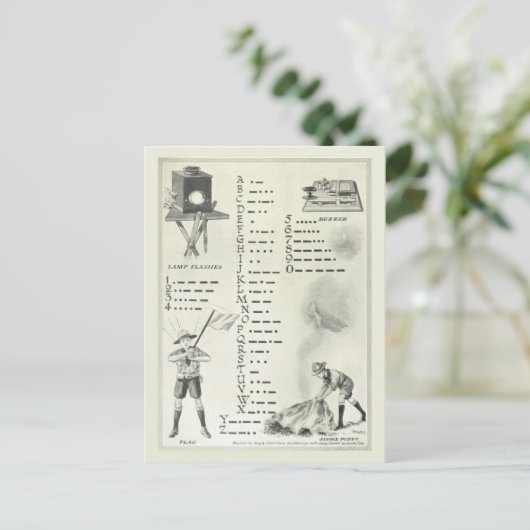 Vintage Morse-Code-Telegrafie Postkarte (Stehend Vorderseite)